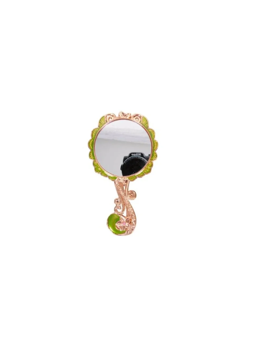 Butterfly-Inspired Mirror & Comb Set With Floral Details Lightweight Design Deco
